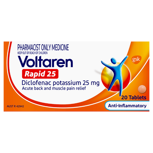 Voltaren Rapid Diclofenac Potassium 25mg 20 Tablets
